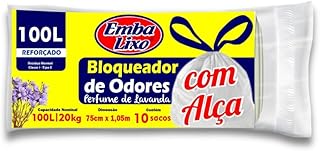 SACO PARA LIXO EMBALIXO BLOQUEADOR DE ODORES COM ALÇA 100L – C/ 10 SACOS