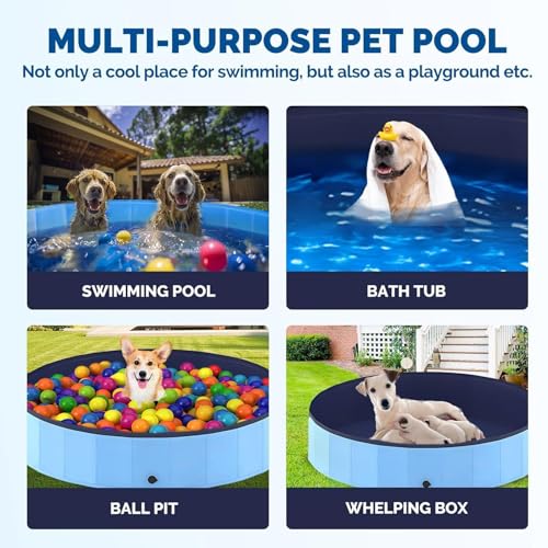 Faltbarer Hundepool,Hundepool Schwimmbad für Hunde,Hunde Pool,Schwimmbecken für Katzen,rutschfeste und Verdickt PVC,Tragbare,für Kleine Hunde Katze,50x8cm
