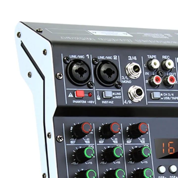 kh Audio Mixer 4 Channel for Stage Live Studio Stereo Recording DJ Stage Professional Audio Mixer Sound Board Console System Interface 4 Channel 48V Phantom Power (4 Channel DSP) - Image 3 thumbnail