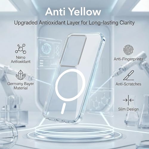 Image of Jkobi Lifetime Anti-Yellow MagSafe Compatible Clear Back Case Cover for Vivo T3 5G (Sleek Hard Crystal | Shockproof and Camera Protection)