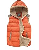 ZSHOW Women's Qulited Warm Thick Hooded Vest Fleece Jacket,US-L,Lily Orange