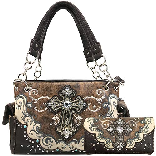Justin West Mustang Cross Handbag Purse For Girls Women Concealed Carry