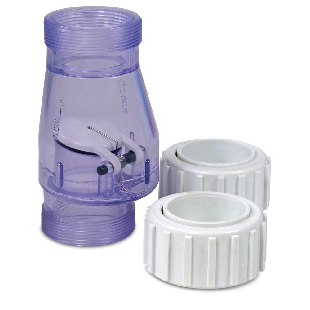 Rückschlagventil Ø 50 mm mit Feder - Transparentes PVC-Rücklaufventil mit beidseitiger Klebemuffe - Für Pool Sandfilteranlagen & Skimmer - Robuste Ausführung, langlebig & temperaturbeständig