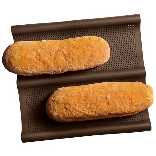 Lurch 85080 FlexiForm Ciabatta Backmatte zur Herstellung von 2 knusprigen Ciabattas 29,5 x 26cm Premium-Platin-Silikon braun