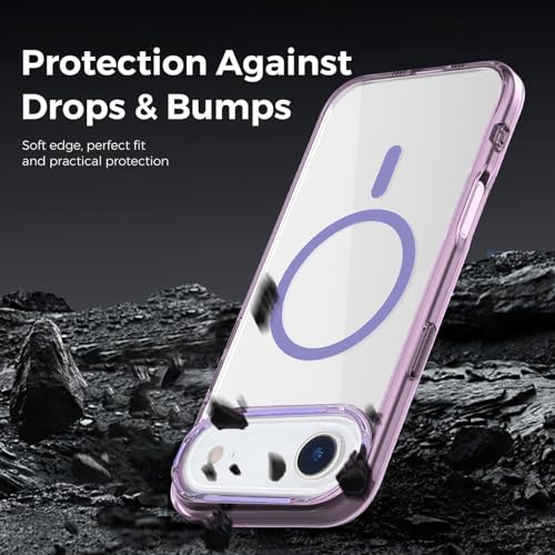 Image of VONZEE Translucent Clear Back Cover Compatible with (iPhone 17 Air Case)(2025), PC Shockproof Scratch Resistant, Non-Yellowing, Support Mag-Safe Wireless Magnetic Charging - Purple|6.6''