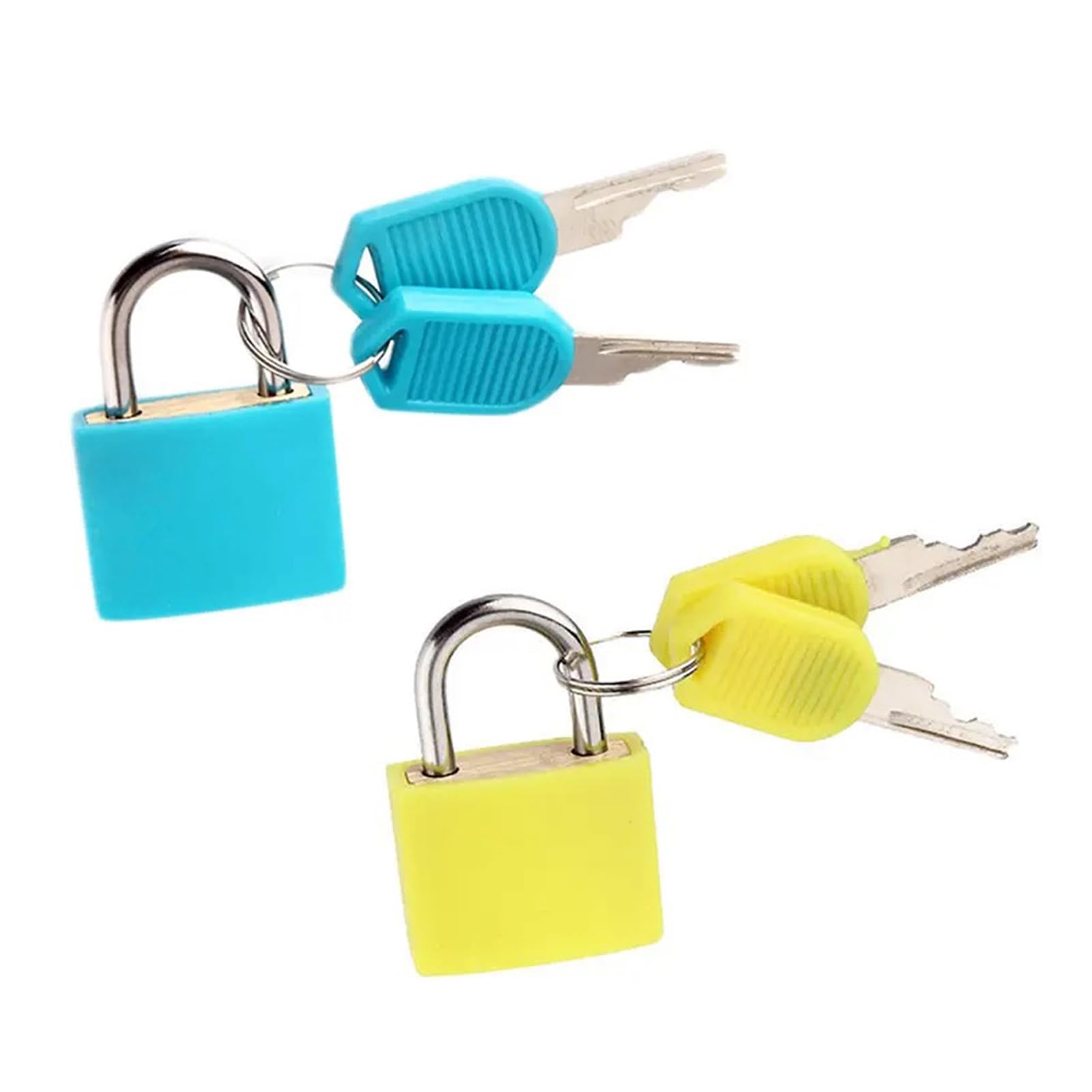 Yesmin 2 Pcs Luggage Lock with Key,Mini Padlock Luggage Lock Gym Locker Bag Backpack Computer Bag-Sky Blue+Yellow