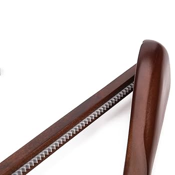 what we want WOODHANGER ウォルナット Save on Wavy Walnut Wood Coat Hanger With Chrome Hook - 17