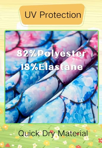 Image of DAXIANG Girls Ruffles One Piece Swimsuits Quick Dry Beach Sport Swimwear Toddler Kids Mermaid Unicorn Bathing Suit 4-10 Years