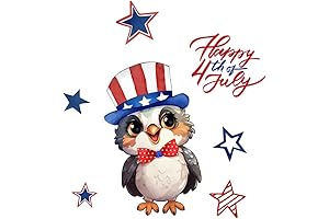 4th of July Owl Window Clings - A Spark of Patriotism for Your Windows