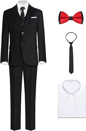 Miniatura 9 de ELPA ELPA Conjunto de traje formal para niños, trajes de vestir ajustados, trajes negros, trajes azules, trajes grises, conjunto con chaqueta y