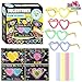 JOYIN 28 Packs Cards for Kids with Heart Shaped Glasses and Light-up Glow Sticks Valentine Classroom Exchange Party Favor Toy