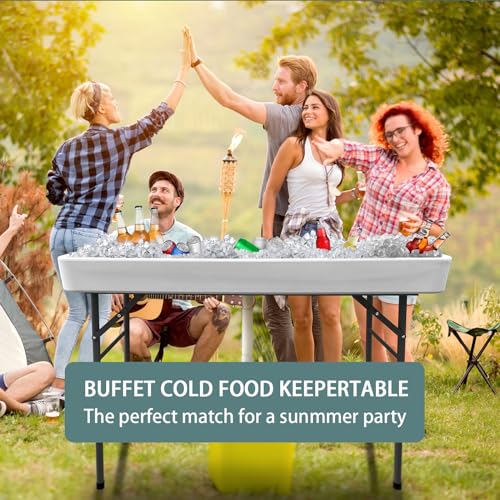 CAMP SOLUTIONS 4 Foot Folding Ice Table with Drain,Foldable Outdoor Cooler Table,Foldable Cooler Table Outdoor for Party,BBQ,Camping,Wedding - Thumbnail 6