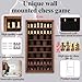 Grhonior Wall Mount Chess Board Game Wooden Giant Chess Game Set Vertical Hanging Display Case Family Play Game Art Decor for Home (Flame)