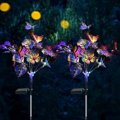 Solarlampen für außen garten,2 stück solar schmetterlinge gartenleuchten