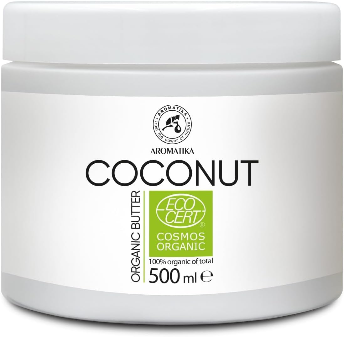 BIO Body Butter Kokosolie 500g – Cocos Nucifera – Biologische Kokosnootboter – Koudgeperst – 100% Pure Kokosnoot Bodybutter – Ongeraffineerd – Natuurlijke verzorging voor lichaam en haar – Hydraterend
