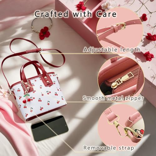 Small Cute Cherry Purse for Women, Vegan Lerther Crossbody handbag Tote Bag3