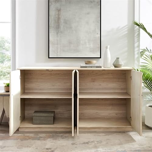 Walker Edison Alden Versatile 4 Door Framed-Storage-Sideboard, 62 Inch, Birch #TOP4