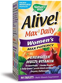 Nature's Way Alive! Max3 Daily Women's Multivitamin, Food-Based Blends and Antioxidants, 90 Tablets