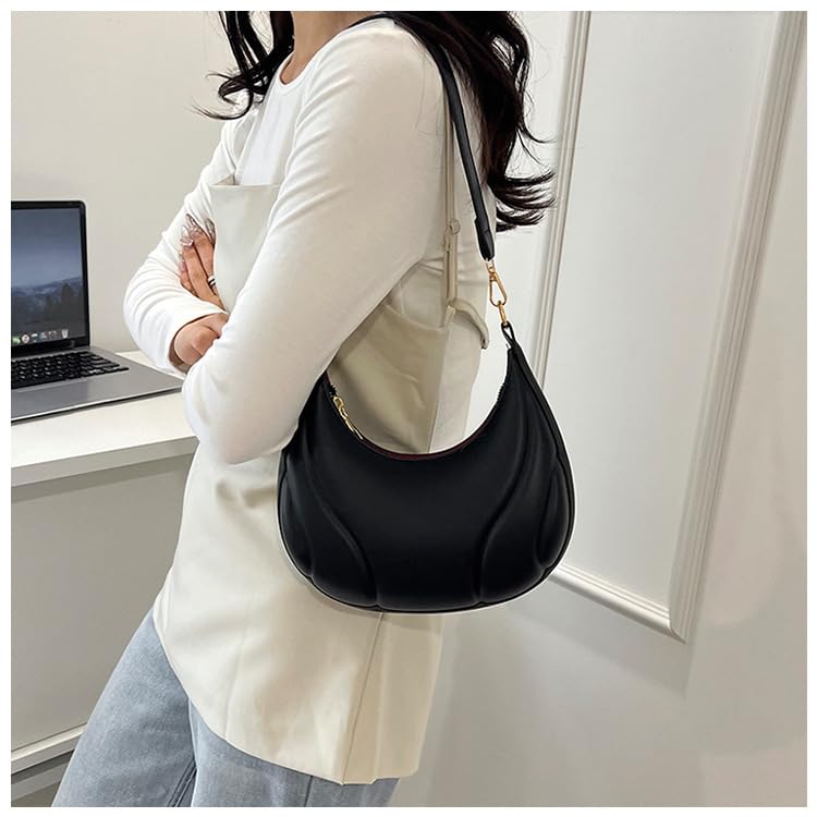 Crescent Purses for Women PU Leather Shoulder Bag Underarm Purse Handbag with Zipper4