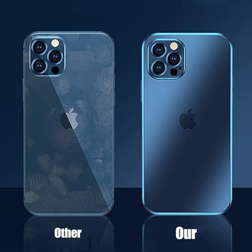Vanqiang Funda transparente chapada de lujo compatible con iPhone 11, 12, 13, 14 Pro Max, marco cuadrado de siliconaxXRxS Max8 7 Plus (azul, para iPhonexXs)