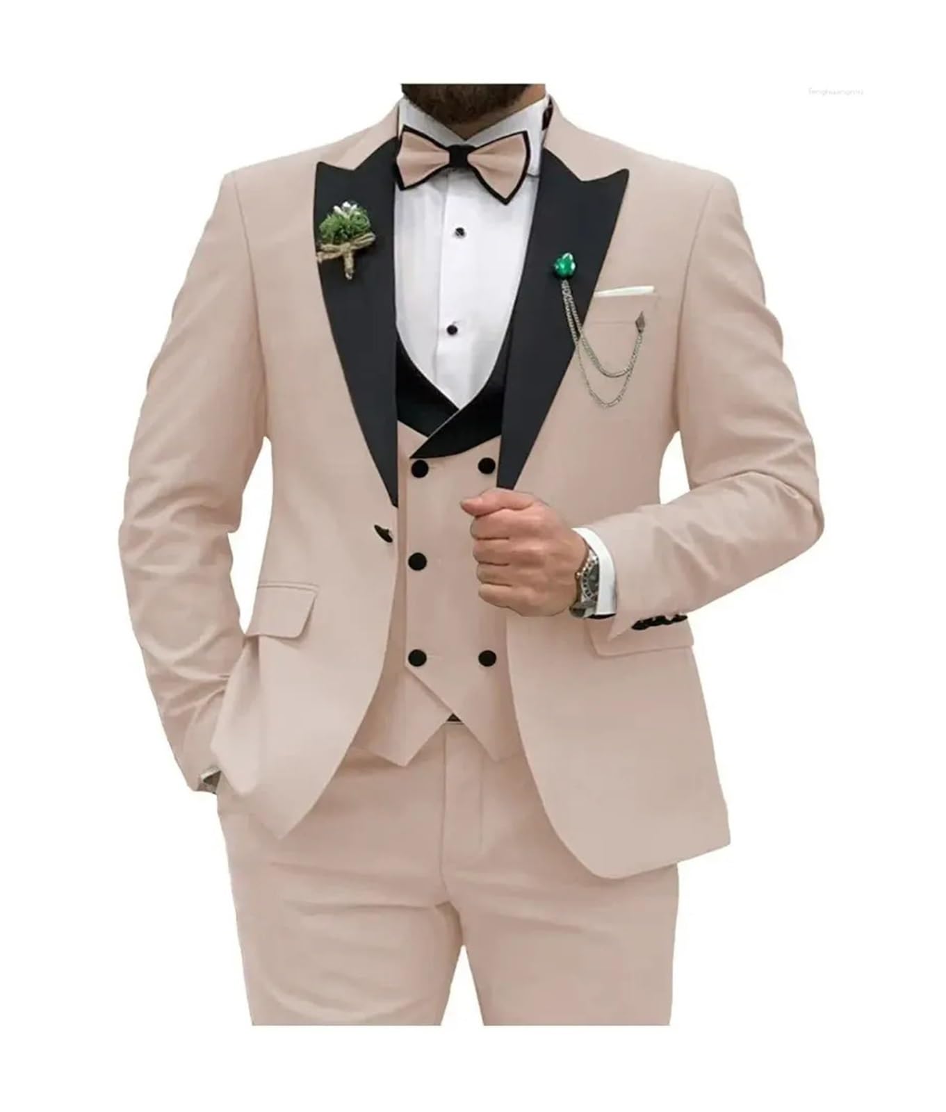 Abito da testimone Completo da uomo 3 pezzi, blu royal, slim fit, doppiopetto, for matrimonio, ballo di fine anno, festa (giacca, gilet, pantaloni) Abito completo uomo(COLOR03,5XL)