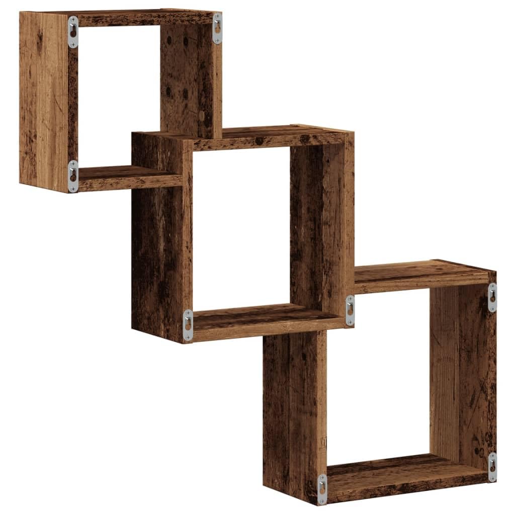 vidaXL Étagère Murale en Forme de Cube Vieux Bois Bois d'ingénierie