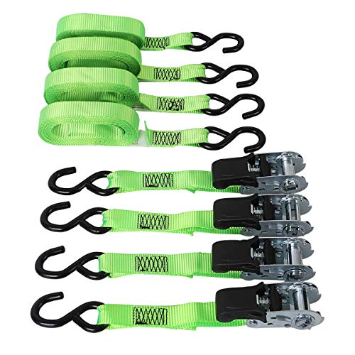 Xstrap Standard Ratchet Tie Down Straps 4 Pk 15Ft- 500 Lbs Load Cap- 1500 Lb Break Strength-Cargo Straps For Moving Appliances, Lawn Equipment, Motorcycle #TOP2