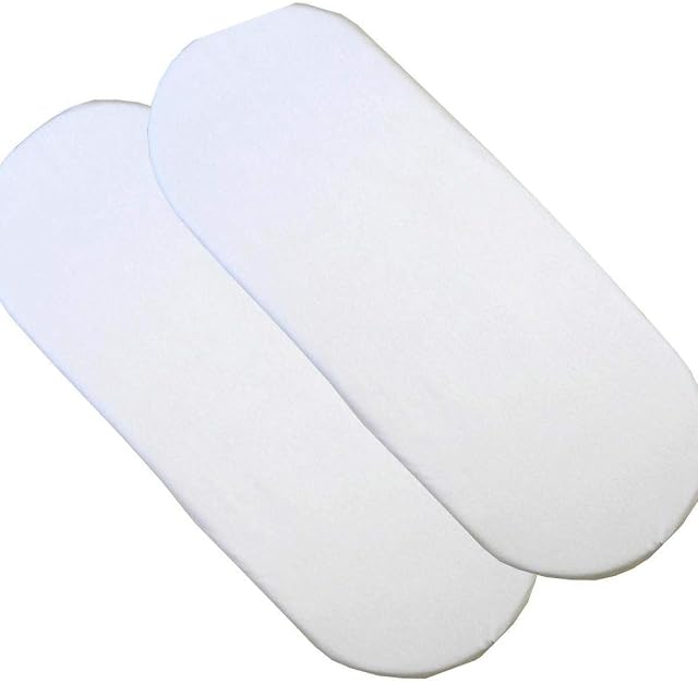 2 x Moses Basket 100% Organic Cotton Soft Jersey Fitted Sheets - 35x75 cm Moses Basket Fitted Sheets(2xWhite)