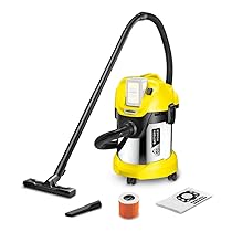 Kärcher aspiratore solidi liquidi a batteria WD 3 Battery Premium, filtro a cartuccia, tubo di aspirazione:2 m, contenitore in acciaio inox: 17 l, utilizzabile con batteria 36V non inclusa