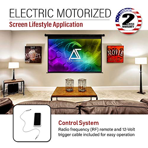 Akia Screens 110 inch Motorized Electric Remote Controlled Drop Down Projector Screen 16:9 8K 4K HD 3D Retractable Ceiling Wall Mount Black Projection Screen Office Home Theater Movie AK-MOTORIZE110H1 - Thumbnail 6