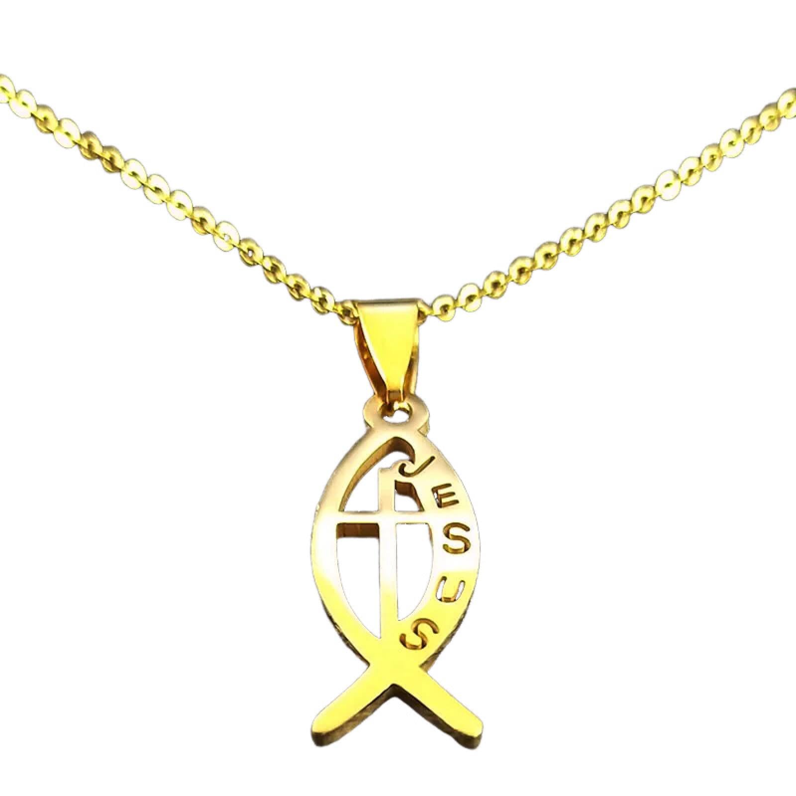 Chaîne de couleur or bijoux collier de pez jésus à offrir pour baptême - 6