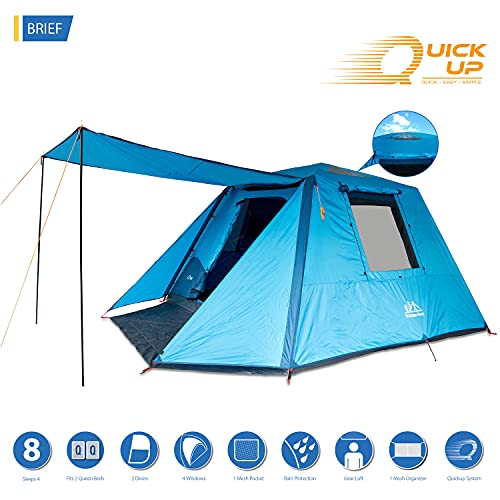 Carpa tipo cabaña para 8 personas con toldo y cubierta completa miniatura 3