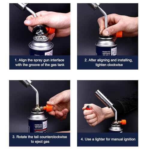 LERANXIN Gaskartuschen Unkrautbrenner, Winddichtes Abflammgerät aus Edelstahl, Gasbrenner für Gasflasche, für Unkrautjäten und Grillanzünder