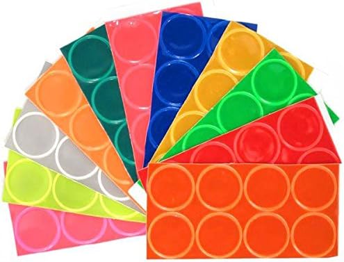 NightGear 1" Adhesive Reflective Vinyl Dots Sample Pack - 11 Colors, 88 Total Dots