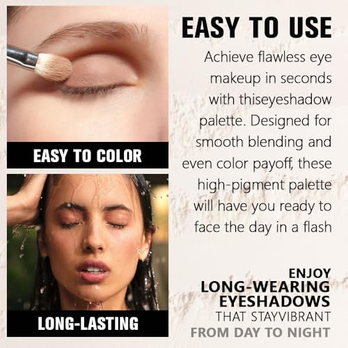 QIDSTERS Champagne Shimmer Single Eyeshadow, Lightweight Blendable Mini Eye Shadow for Older Women, Monochrome Eyeshadow Palette Makeup Pigmented Waterproof, Vegan & Cruelty-Free, 24