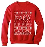 TeeStars - Nana Ugly Christmas Sweater - Funny Gift for Grandma Women Sweatshirt Medium Red