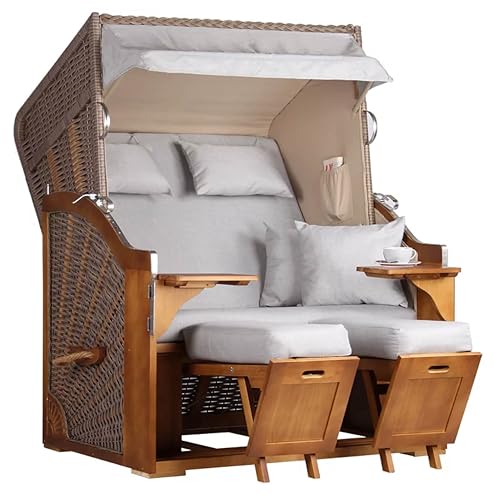 MR. DEKO® Strandkorb Schleswig Pinie Volllieger | Strandstuhl...