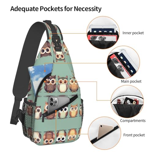 Mochila cruzada con diseño búhos para mujer y hombre miniatura 4