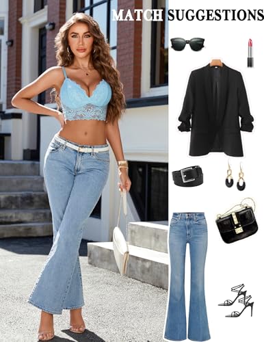 Image of Avidlove Lace Bralettes for Women V Neck Spaghetti Strap Bra Unpadded Tops Sexy Cami Crop Top Going Out Lingerie
