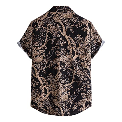 Camiseta Holgada con Cuello Vuelto para Primavera y Verano para Hombre, Camiseta de Manga Corta con Botones, Camiseta Estampada a la Moda Camiseta Barricada Hombre Cover