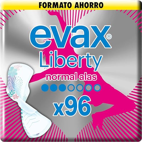 Evax Liberty Compresas con Alas, Normal/Postparto, 96 Unidades, Se Adaptan al Cuerpo y Neutralizan...