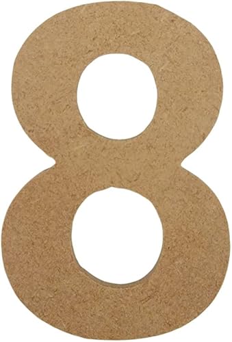 Casa de madera de 4 pulgadas o artesanía número 8 sin terminar, fuente Rockwell, corte artesanal MDF de 1-4 pulgadas