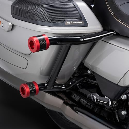 Guardias para Alforjas Advanblack Two Step Protek Performance con Sliders en Rojo CNC e Incrustación de Carbono para Harley Touring (Street Glide, Road Glide, Road King, Electra/Ultra 2014-2026) miniatura 4