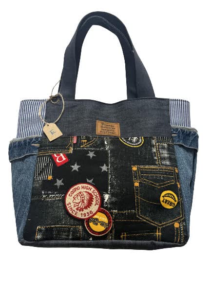 Amazon | デニムリメイクハンドメイド ビッグトートバッグマザーズ 