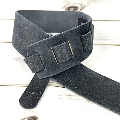 Walker And Williams STR-02 Distressed Elephant Gray Top Grain Thick Italian Leather Guitar Strap For Acoustic, Electric, And Bass Guitars4