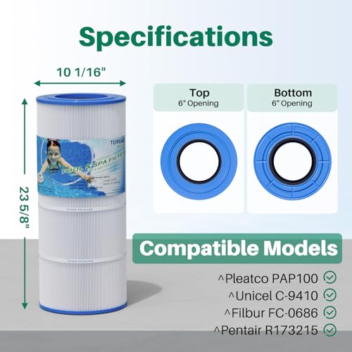 Image of CC100 Pool Filter Replaces Pentair Clean and Clear 100, CCRP100, PAP100, PAP100-4, Ultral-C3, Unicel C-9410, R173215, Filbur FC-0686, 59054200, 160316, 160354, SP100 Predator 100