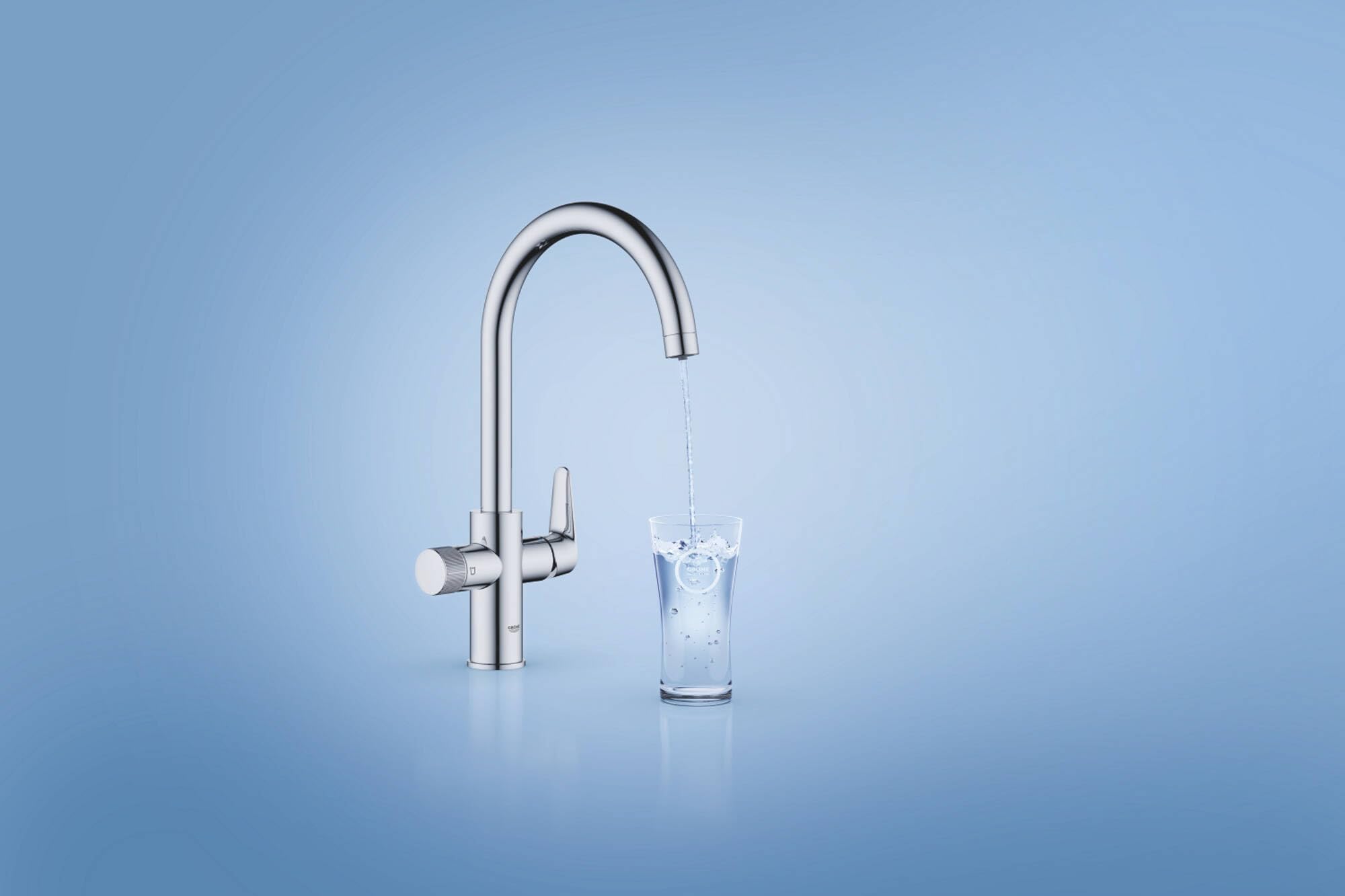 Grohe Blue Pure BauCurve rubinetto per lavello cucina, con filtro 5 fasi taglia S e contalitri, cromo