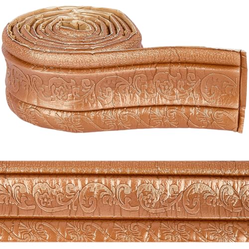 CRASPIRE Borde Decorativo Adhesivo para Papel Tapiz de 90.6 x 3.4 pulgada Espuma de Camello Estilo Vintage 3D Flexible con Diseño Floral para Decorar el Espejo Del Hogar Hotel Y Bricolaje