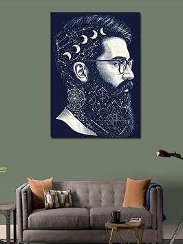 Kanvas Tablo Yıldızlarla Süslenmiş Sakallı Adam, 50 x 70