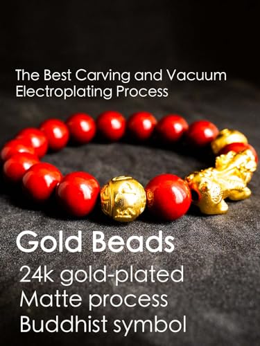 Feng Shui Bracelet 24k Gold Plated PiXiu Bracelets for Men Women, Red Cinnabar Bracelet Prayer Beads Dragon Protection Bracelet Jewelry Gifts Meaning to Attract Wealth and Good Luck4